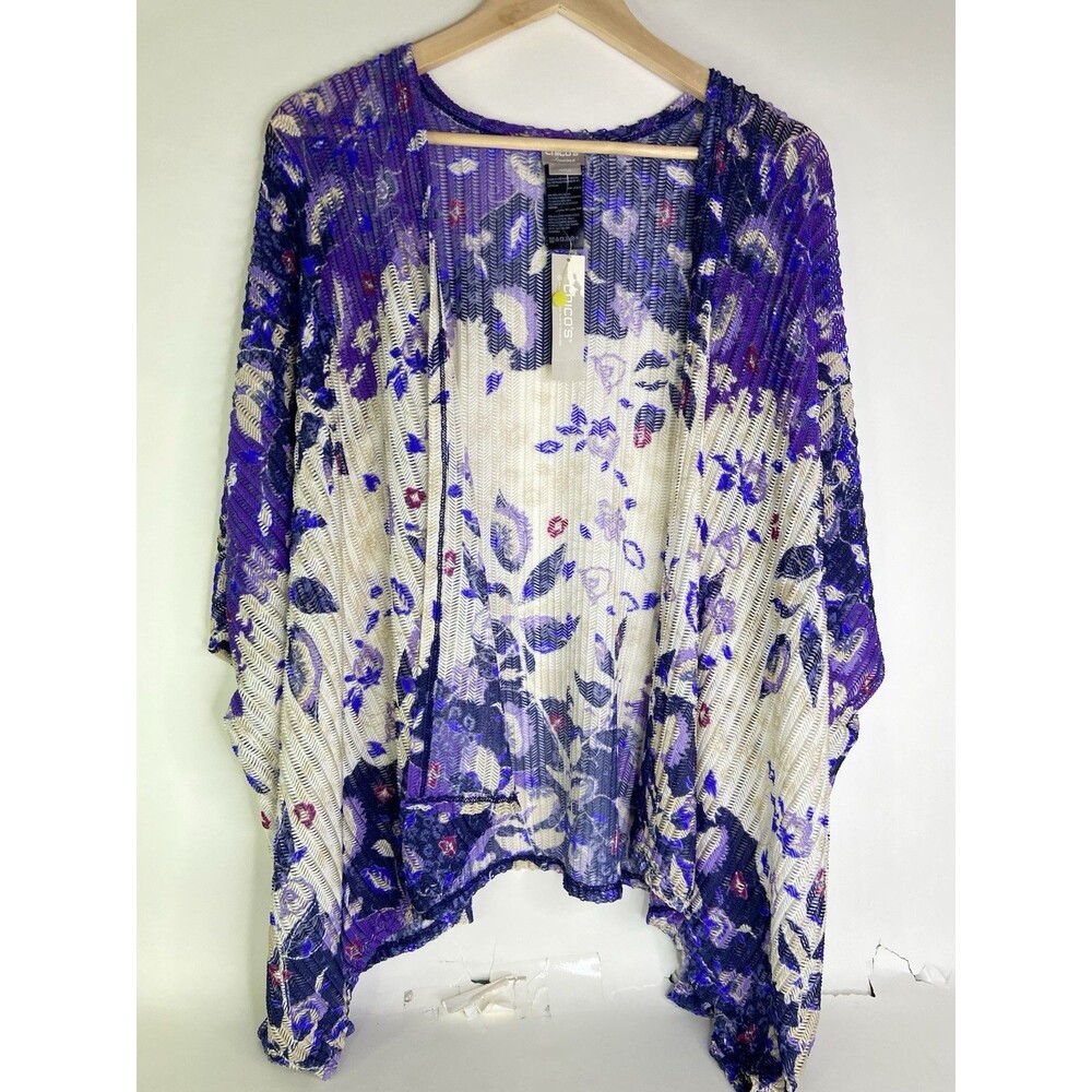 Chico’s Traveler’s Women's L/XL Floral Open Cardigan Poncho Lightweight Mesh